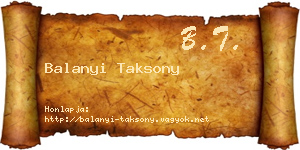 Balanyi Taksony névjegykártya